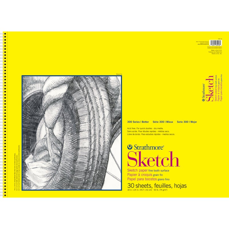 Strathmore 300 Series Sketch Pad, 18x24 inch, 30 Sheets, Side Wire - Artist Sketchbook for Drawing, Illustration, Art Class Students - Image 1